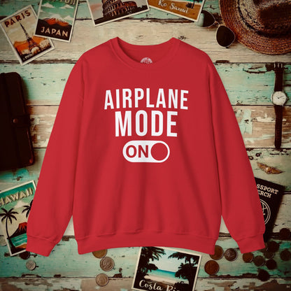 Airplane Mode, ON Crewneck Red / S