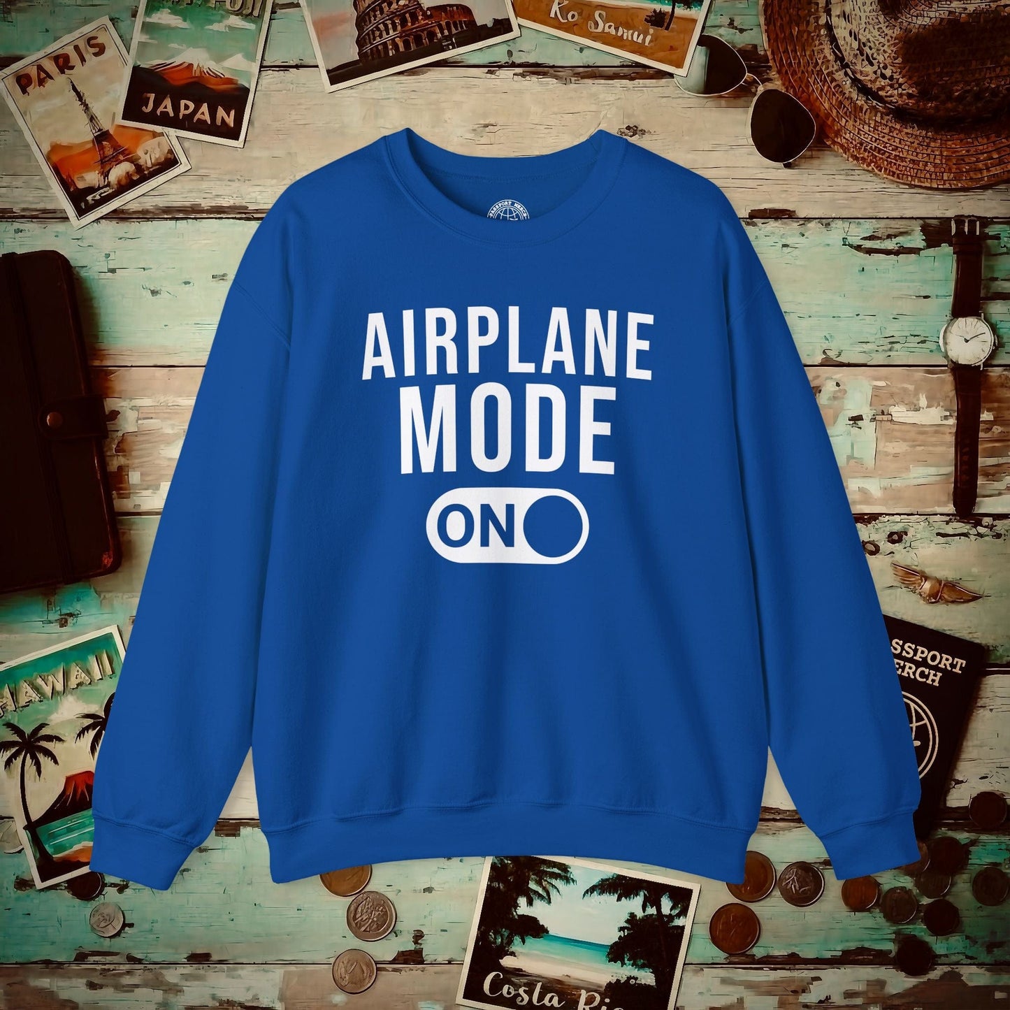 Airplane Mode, ON Crewneck Royal / S