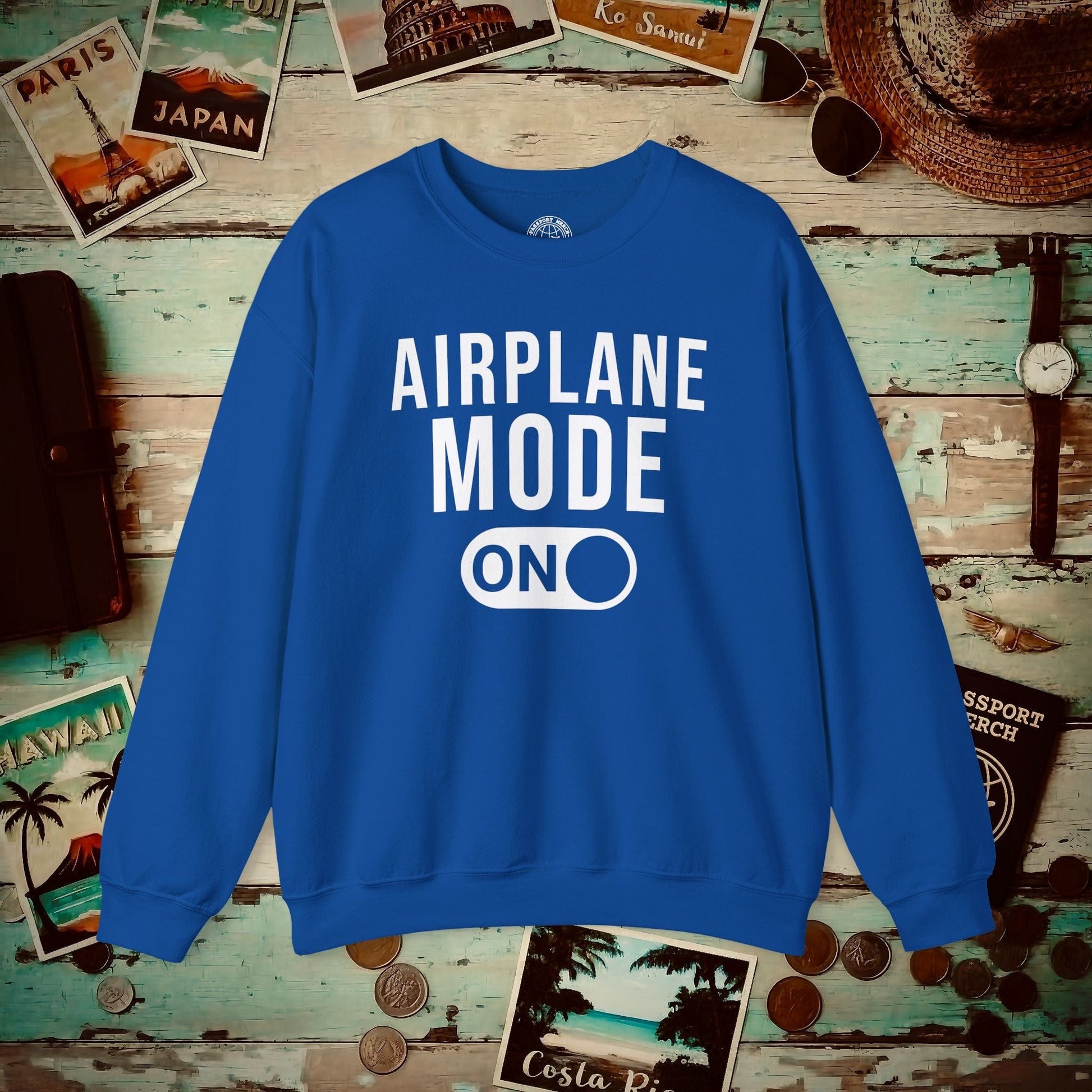 Airplane Mode, ON Crewneck Royal / S