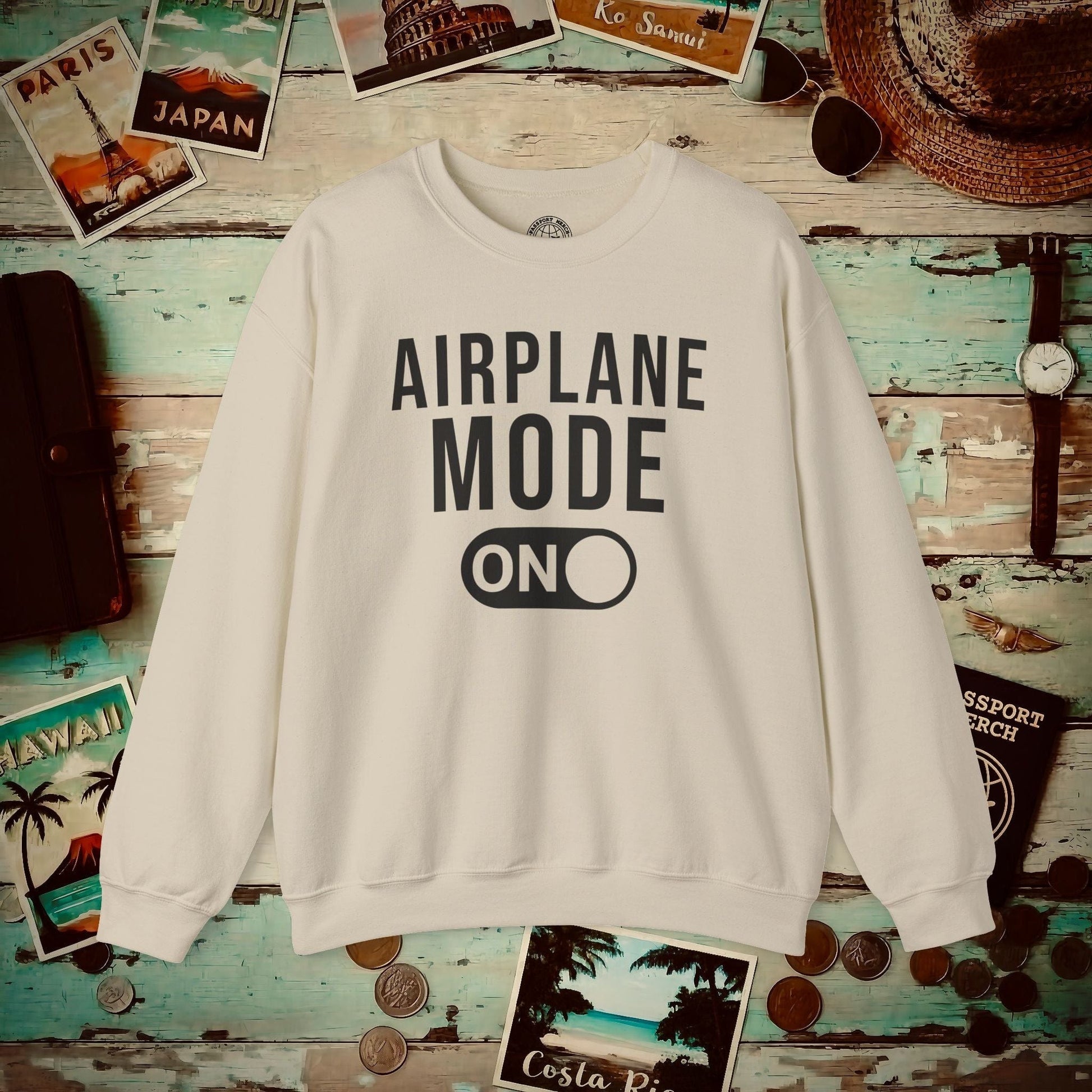 Airplane Mode, ON Crewneck Sand / S