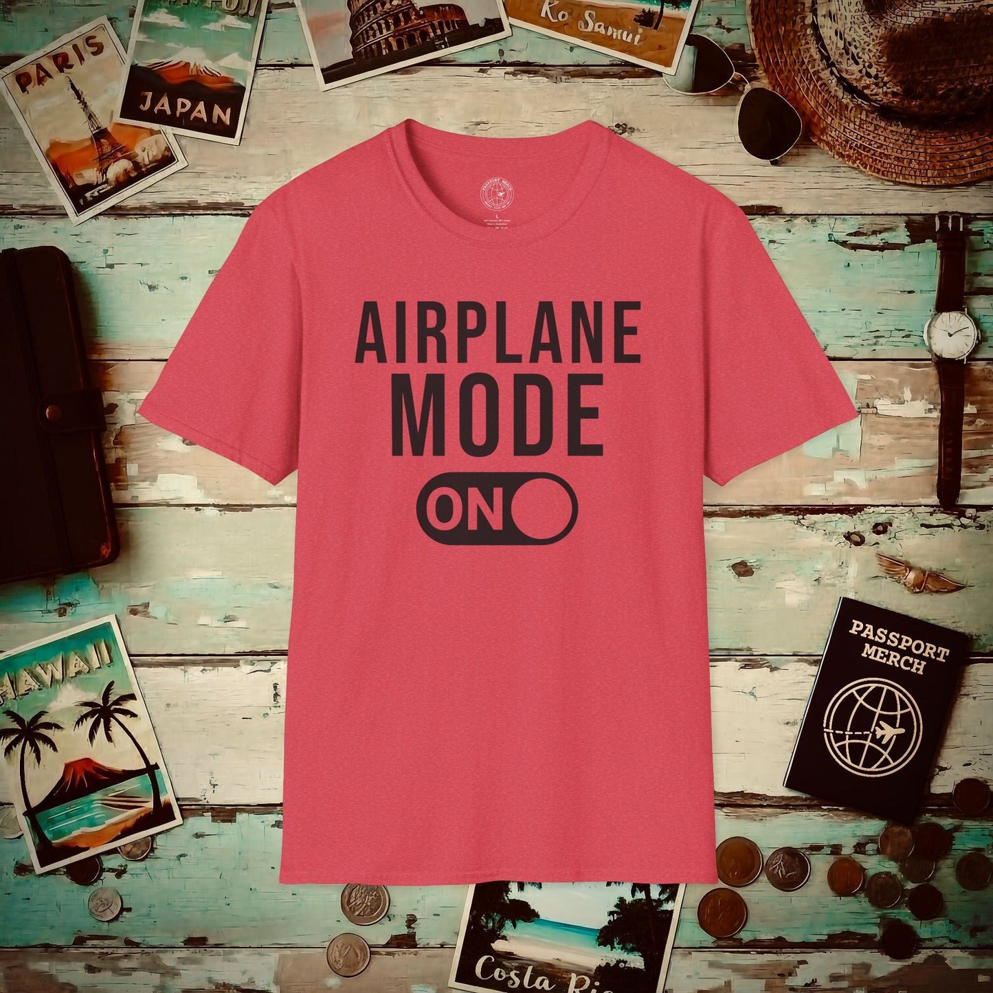 Airplane Mode, On T-Shirt Heather Red / S