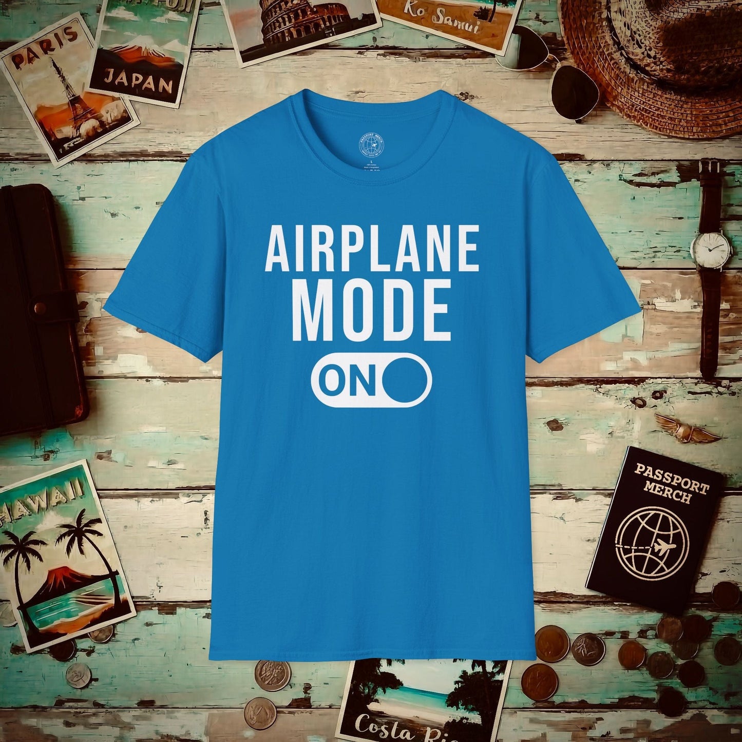 Airplane Mode, On T-Shirt Sapphire / S
