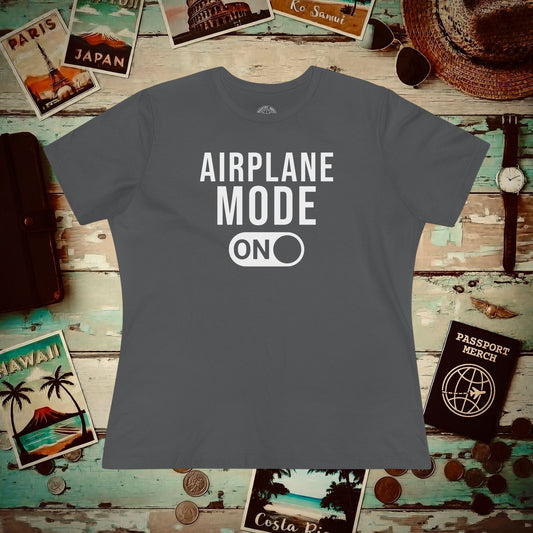Airplane Mode, ON, Womens Fit T-Shirt Asphalt / S