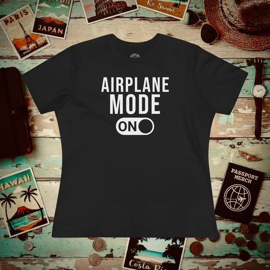 Airplane Mode, ON, Womens Fit T-Shirt Black / S