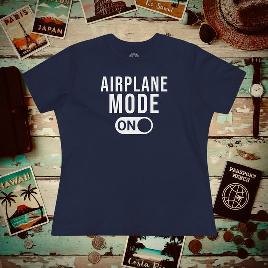 Airplane Mode, ON, Womens Fit T-Shirt Navy / S