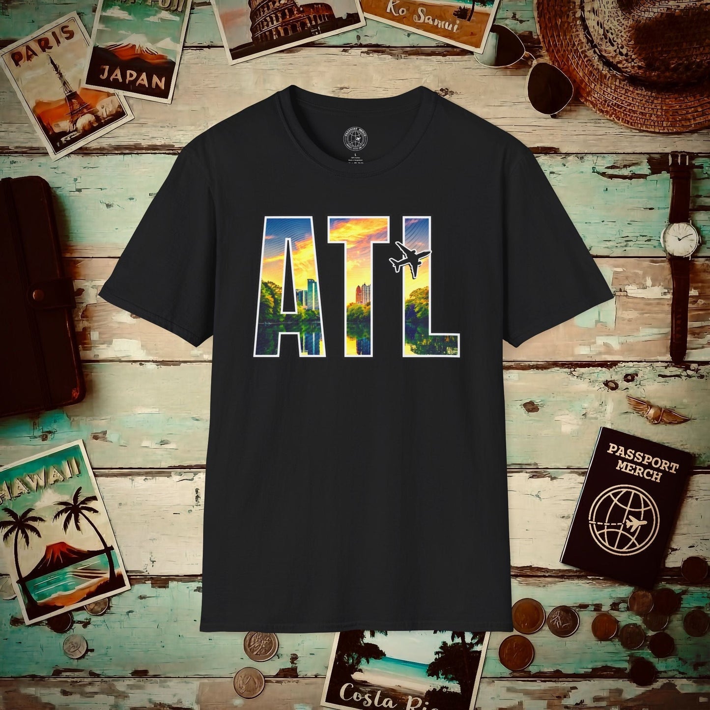Airport Window Atlanta Georgia ATL T-Shirt Black / S