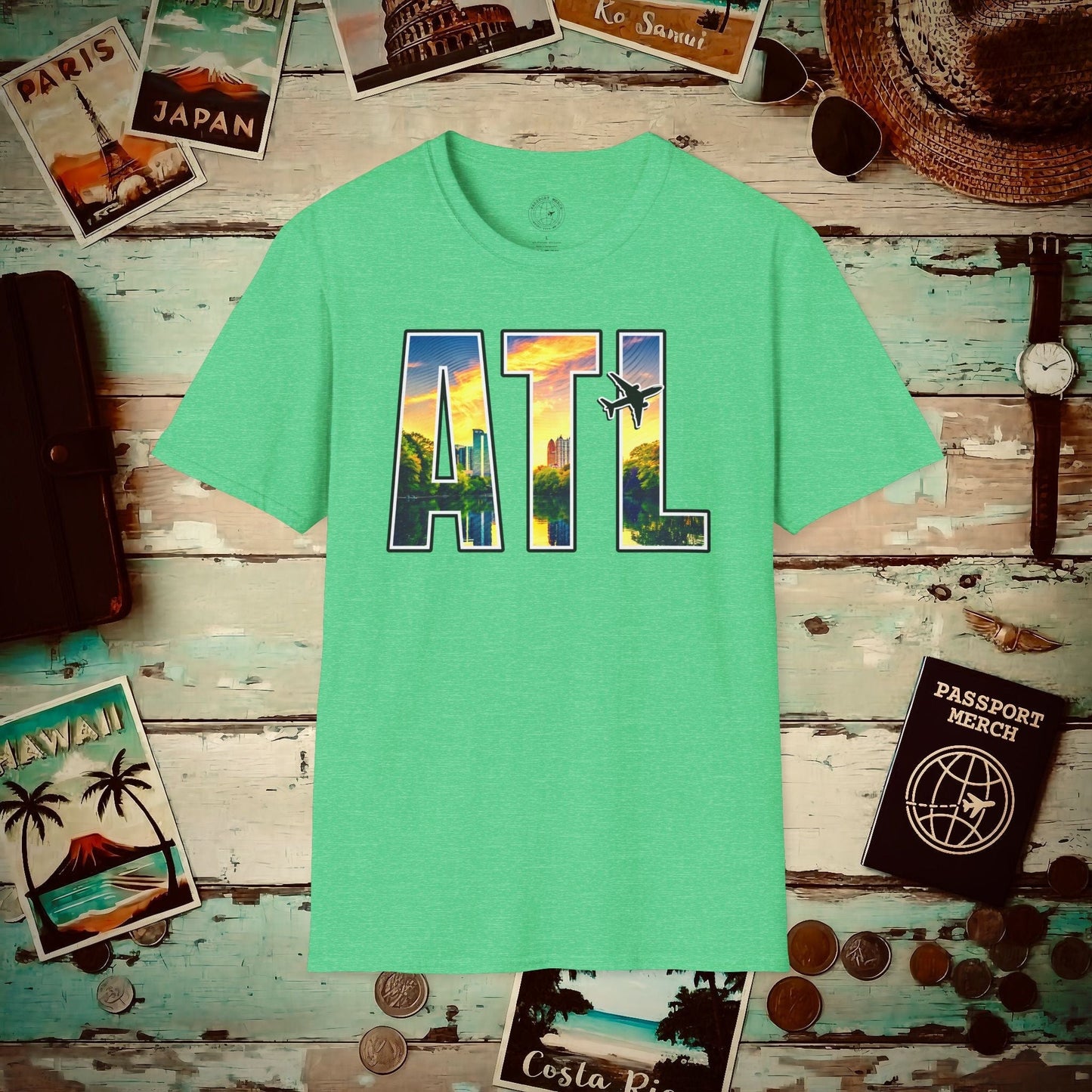 Airport Window Atlanta Georgia ATL T-Shirt Heather Irish Green / S