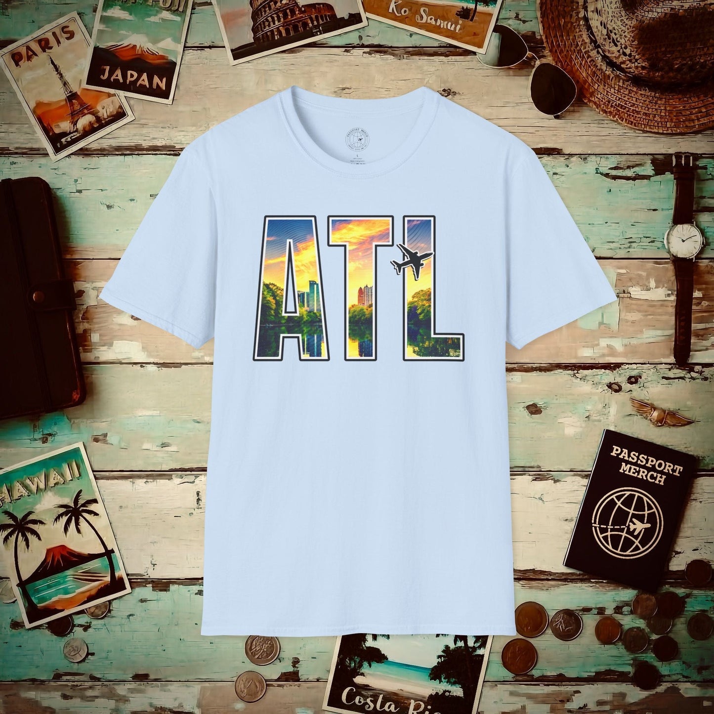 Airport Window Atlanta Georgia ATL T-Shirt Light Blue / S