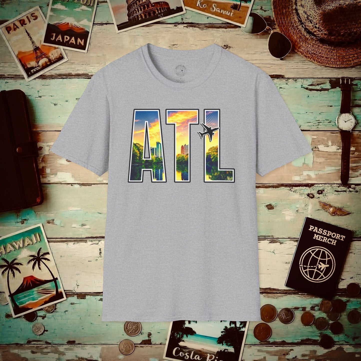 Airport Window Atlanta Georgia ATL T-Shirt Sport Grey / S