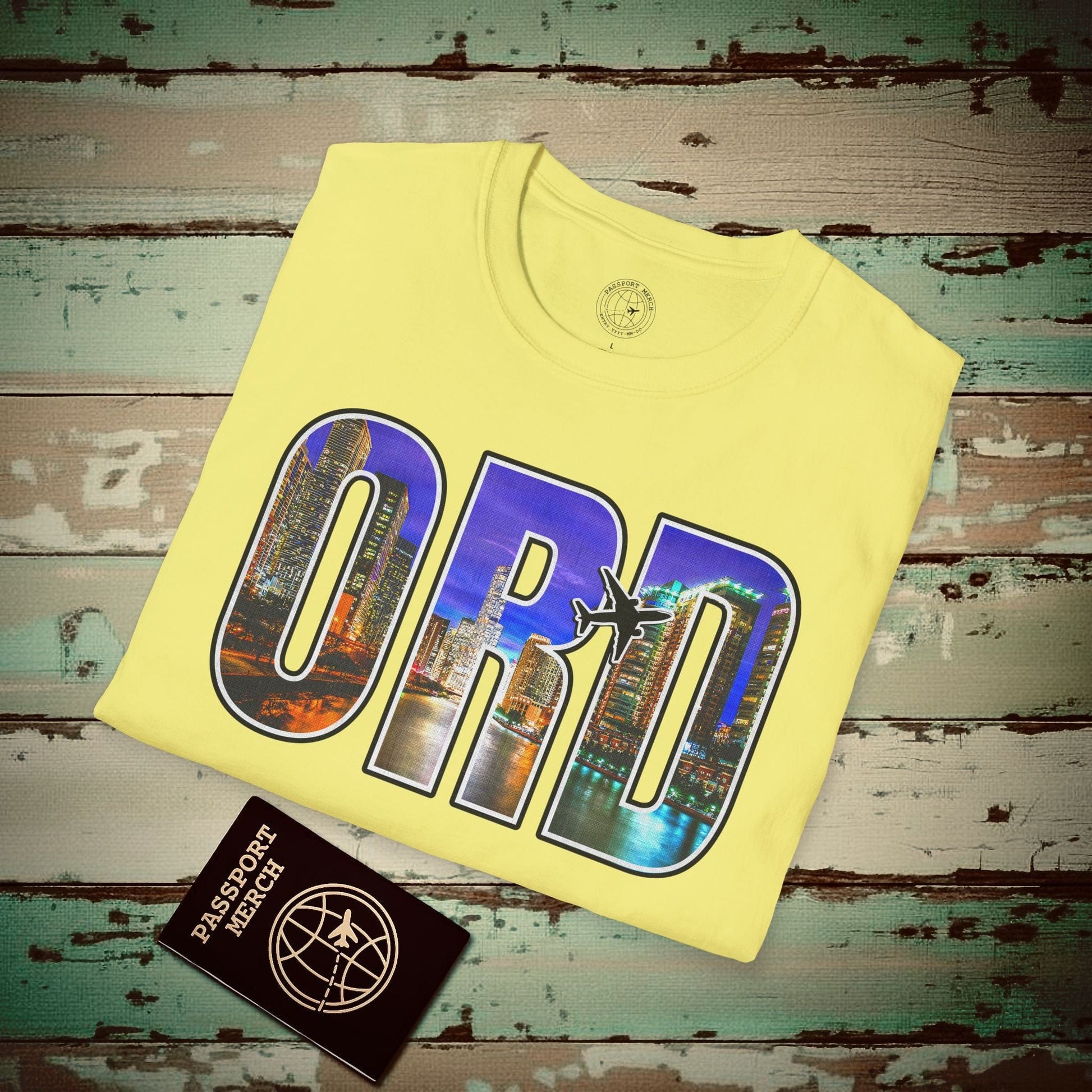 Airport Window Chicago Illinois ORD T-Shirt Cornsilk / S
