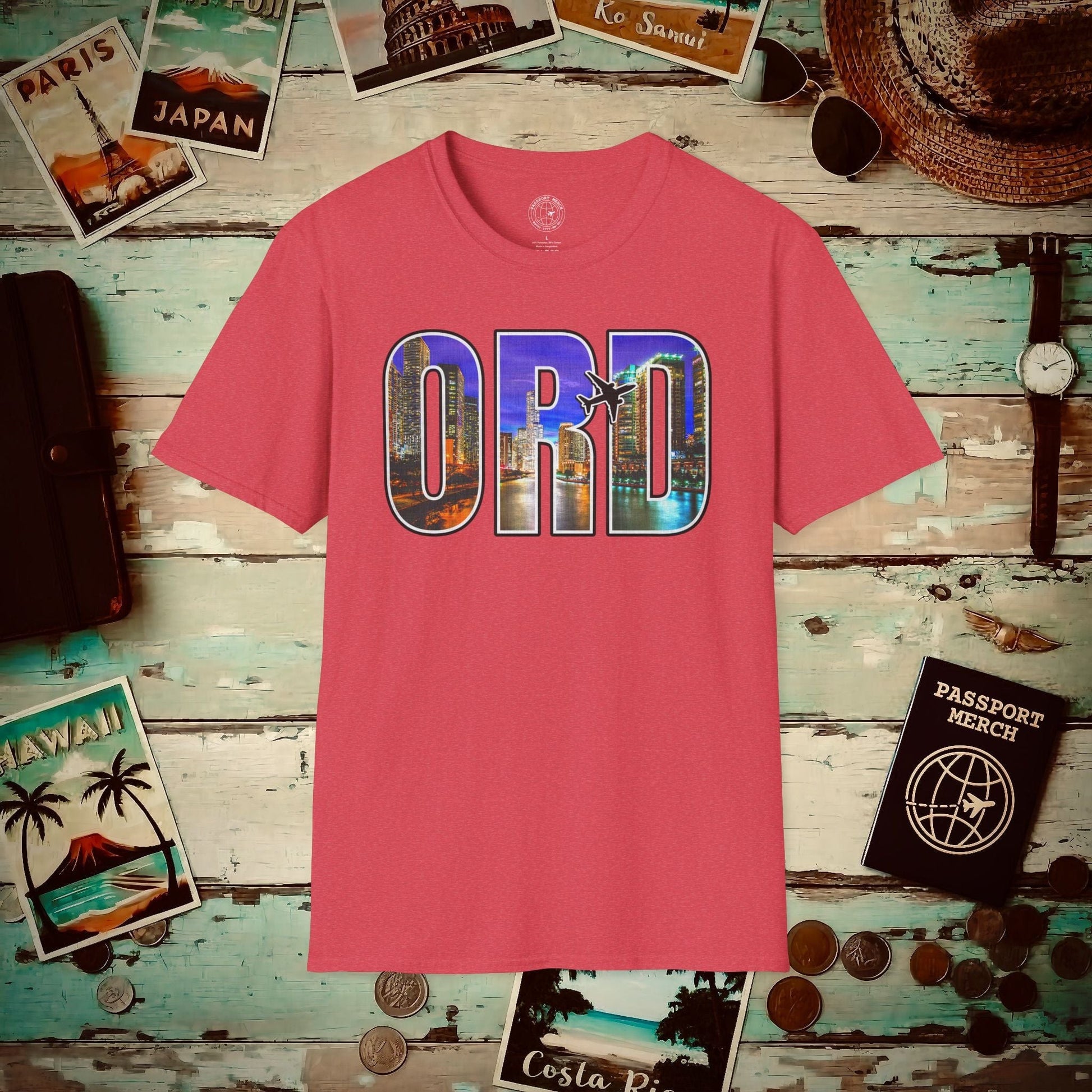 Airport Window Chicago Illinois ORD T-Shirt Heather Red / S