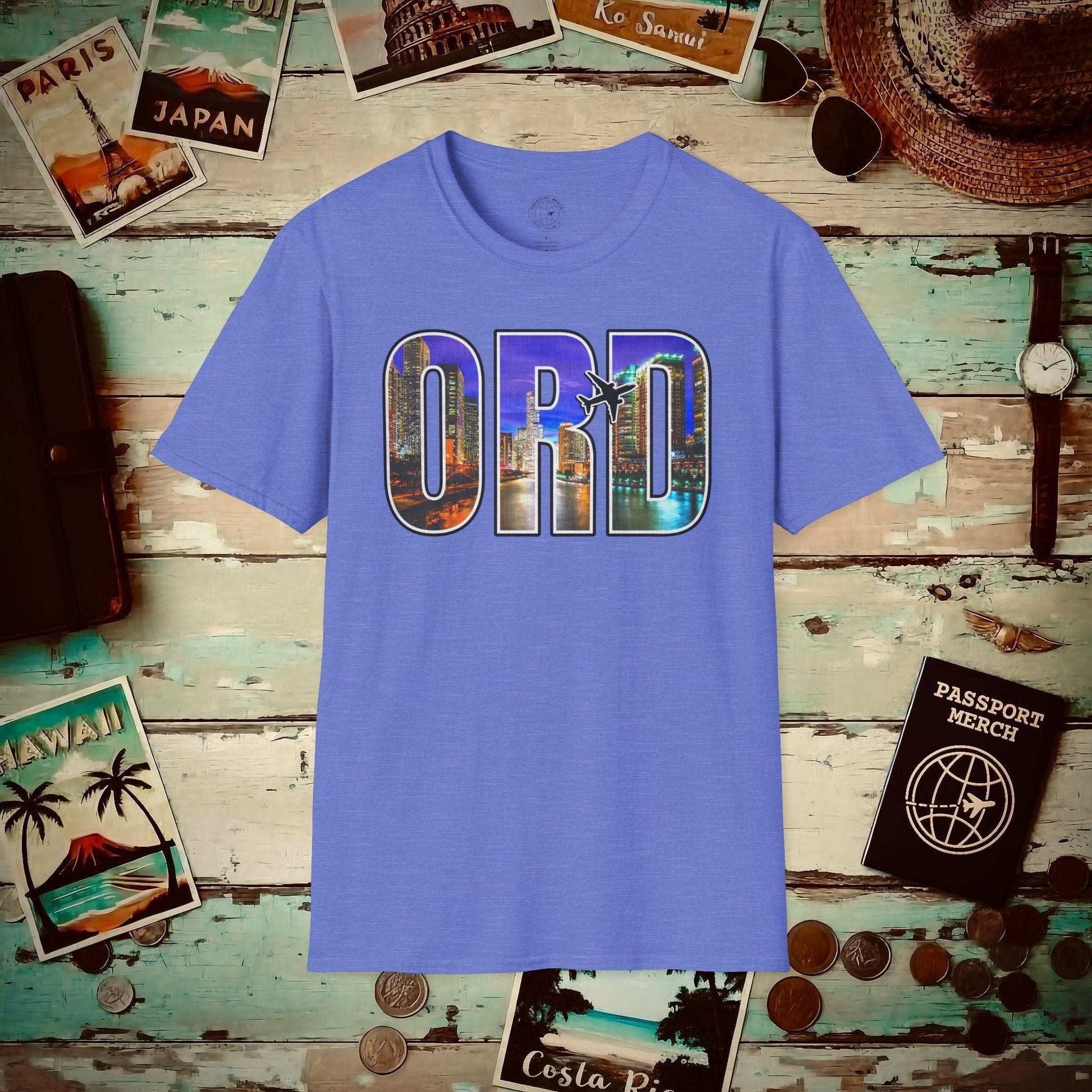 Airport Window Chicago Illinois ORD T-Shirt Heather Royal / S
