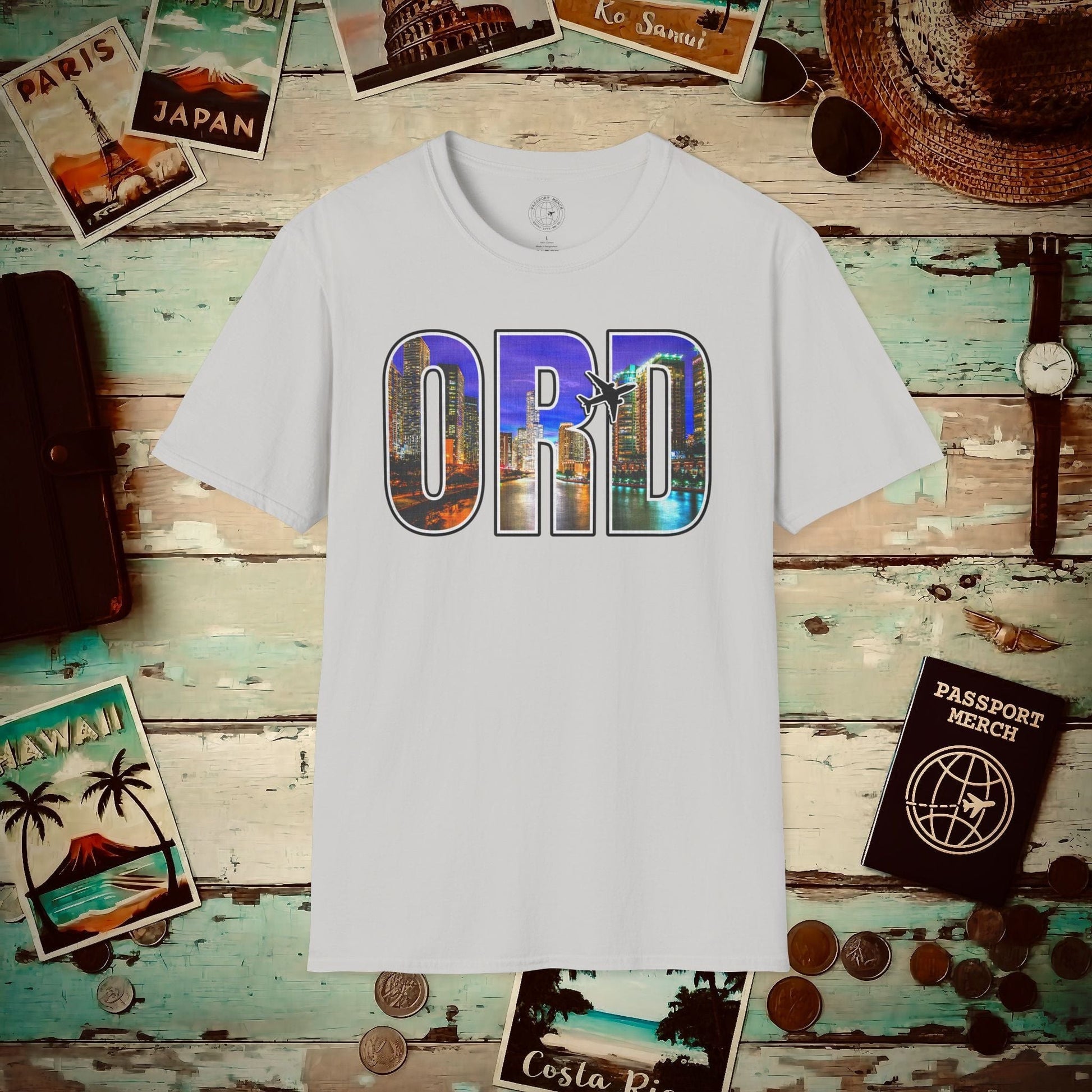 Airport Window Chicago Illinois ORD T-Shirt Ice Grey / S