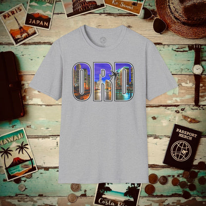 Airport Window Chicago Illinois ORD T-Shirt Sport Grey / S
