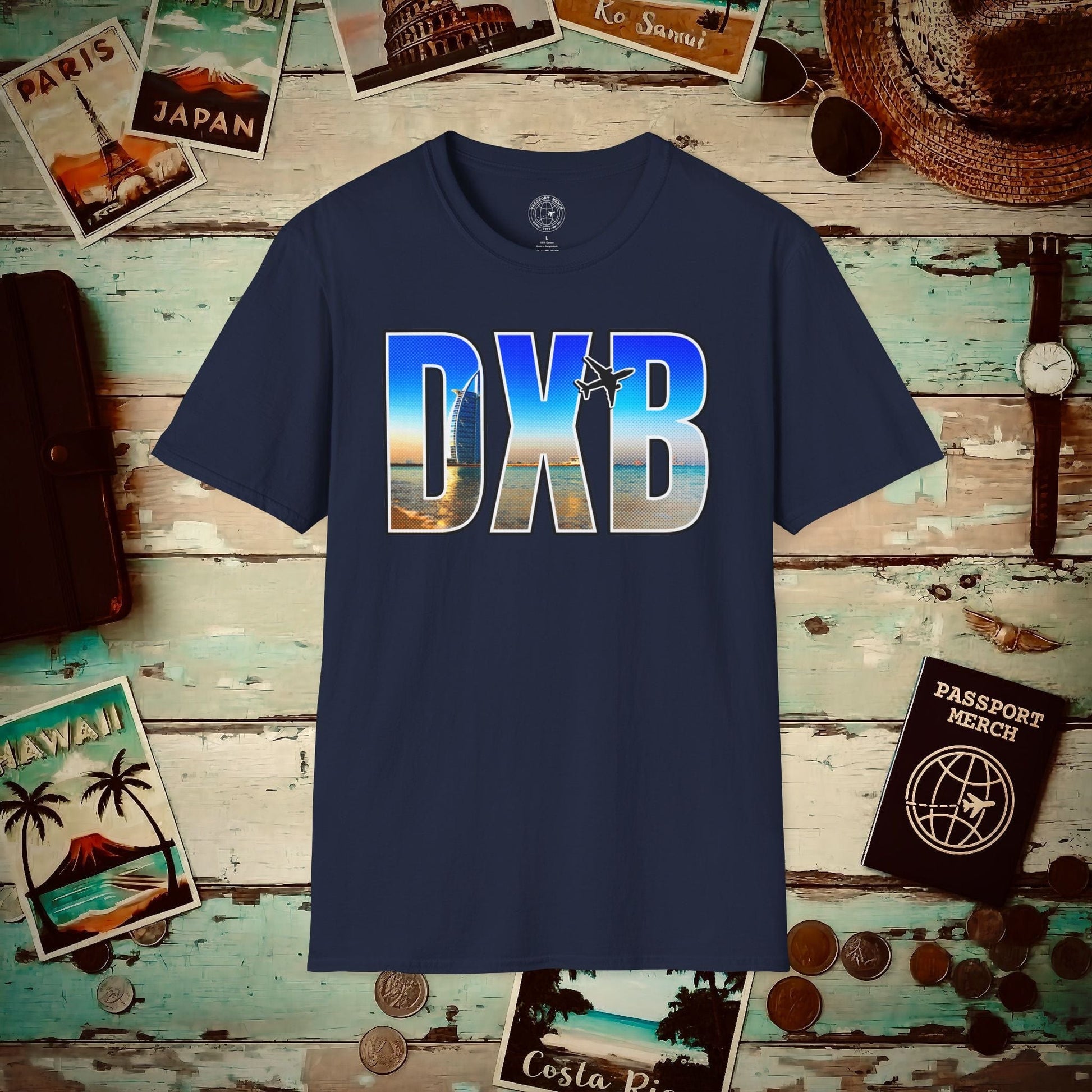 Airport Window Dubai United Arab Emirates DXB T-Shirt Navy / S