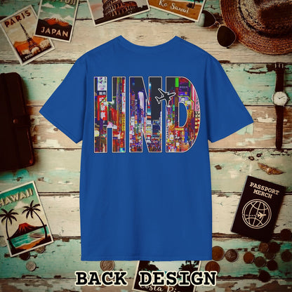 Airport Window Haneda Tokyo Japan HND Back Print T-Shirt Royal / S
