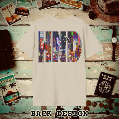 Airport Window Haneda Tokyo Japan HND Back Print T-Shirt Sand / S
