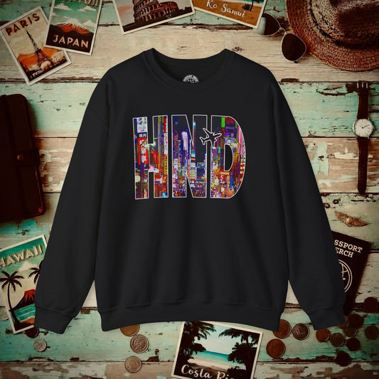 Airport Window Haneda Tokyo Japan HND Crewneck Black / S