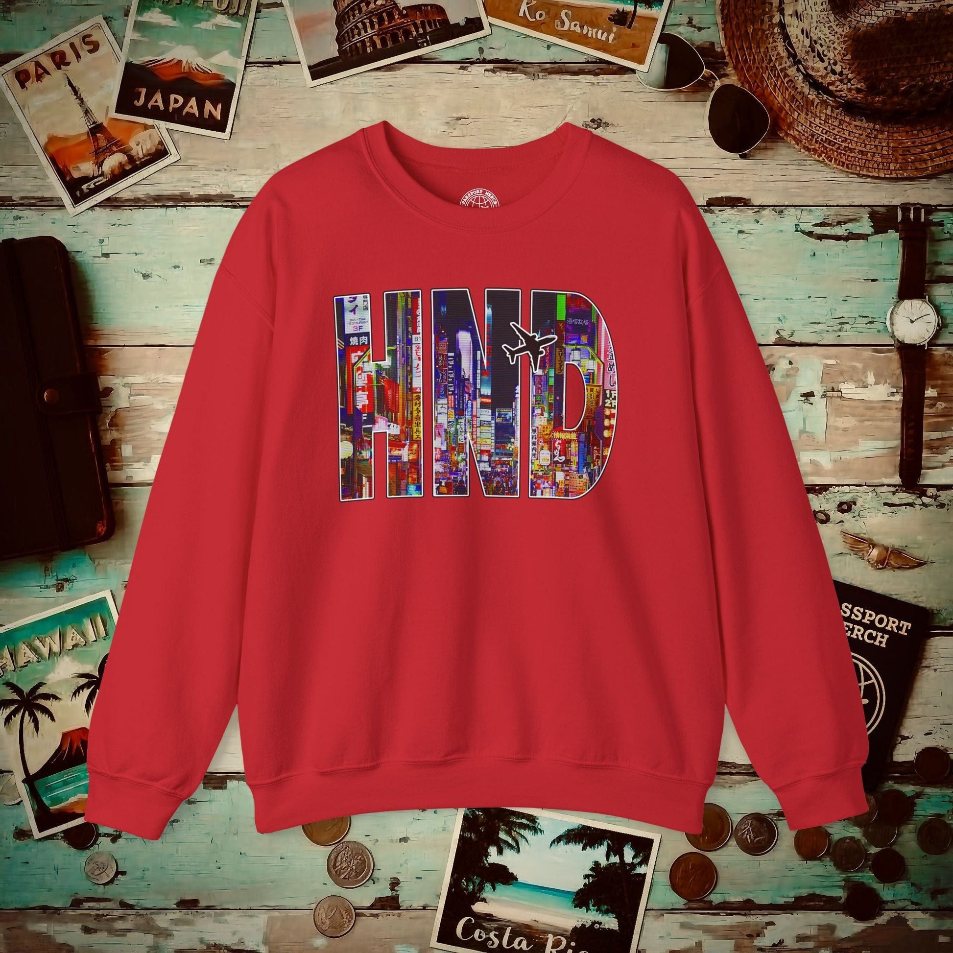 Airport Window Haneda Tokyo Japan HND Crewneck Red / S