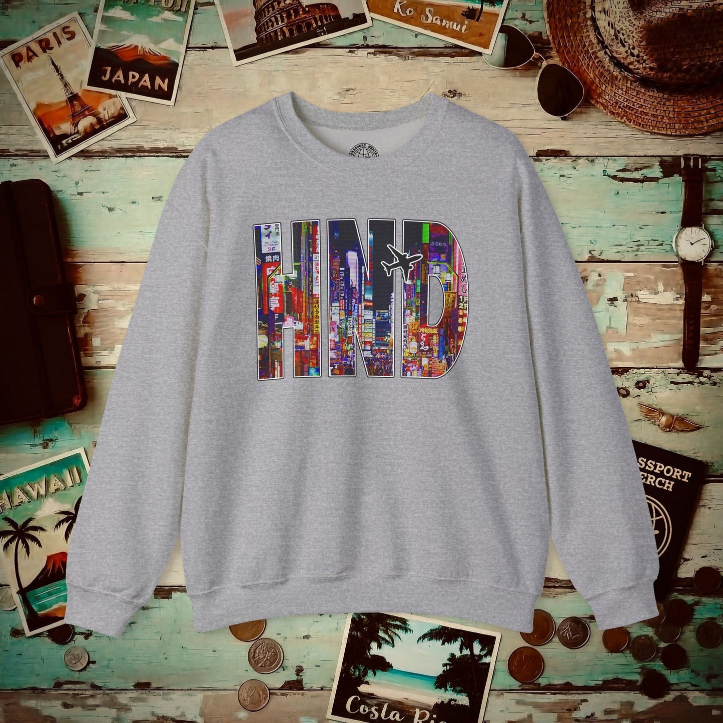 Airport Window Haneda Tokyo Japan HND Crewneck Sport Grey / S