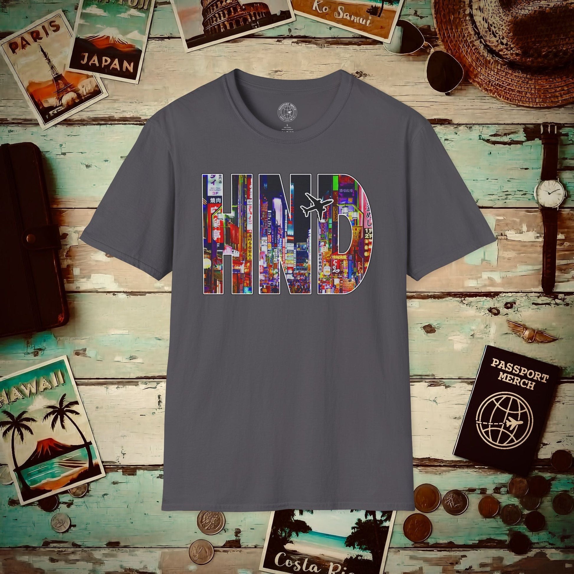 Airport Window Haneda Tokyo Japan HND T-Shirt Charcoal / S