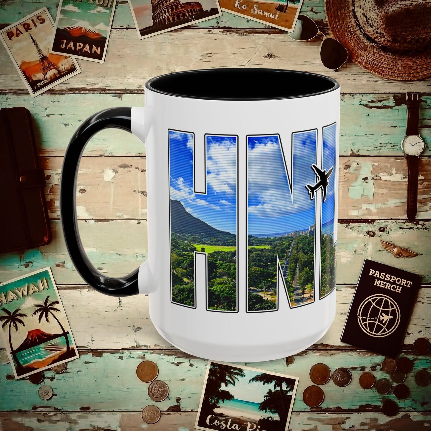 Airport Window Honolulu Oahu Hawaii HNL 15oz Mug Black / 15oz