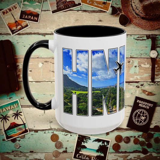 Airport Window Honolulu Oahu Hawaii HNL 15oz Mug Black / 15oz