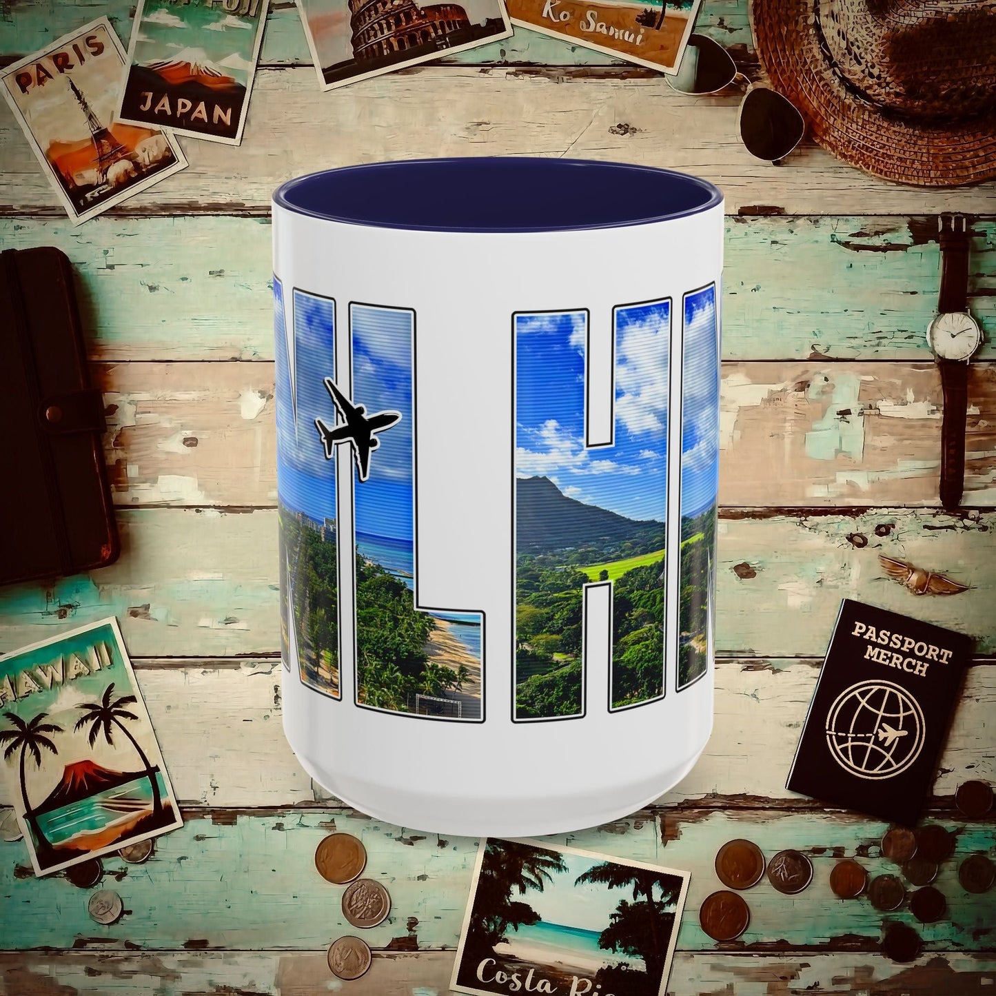 Airport Window Honolulu Oahu Hawaii HNL 15oz Mug Navy / 15oz