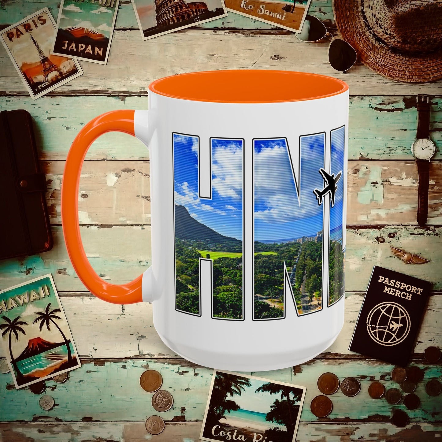 Airport Window Honolulu Oahu Hawaii HNL 15oz Mug Orange / 15oz