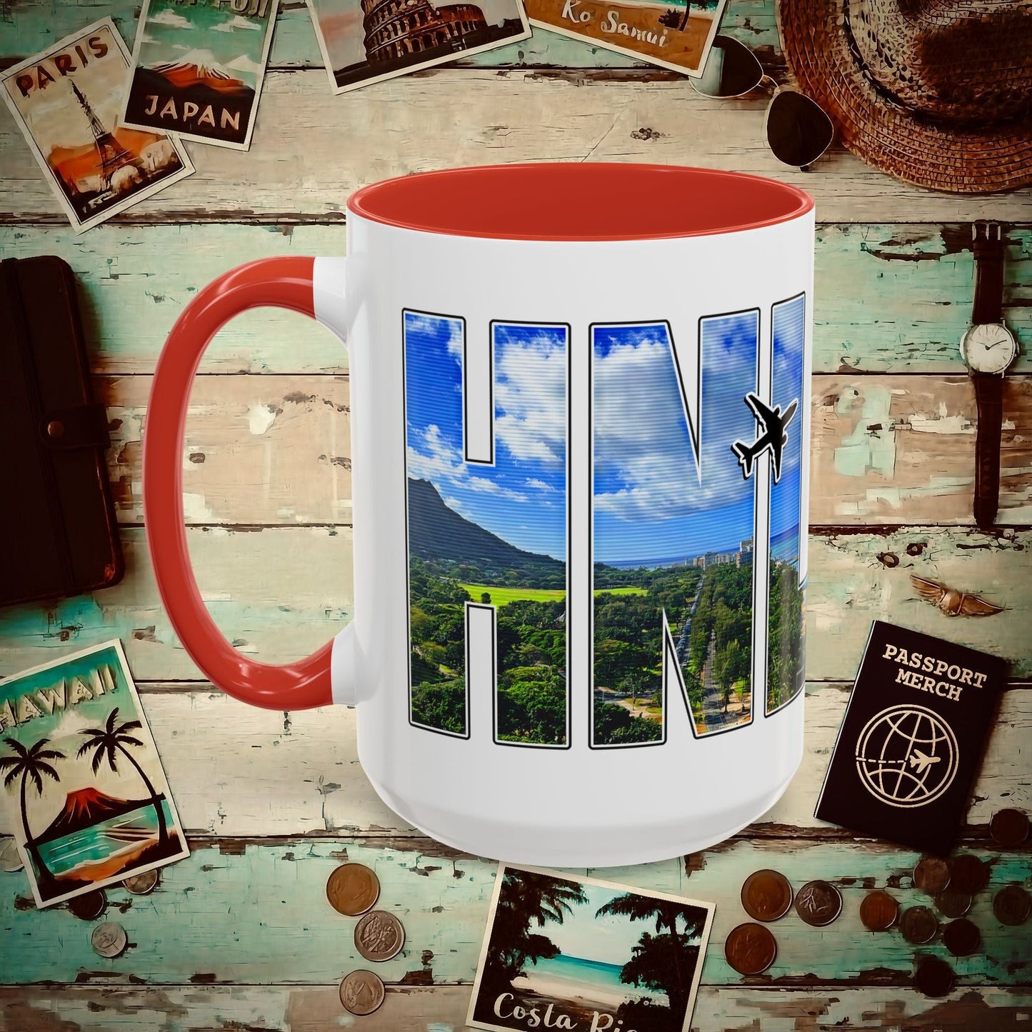 Airport Window Honolulu Oahu Hawaii HNL 15oz Mug Red / 15oz
