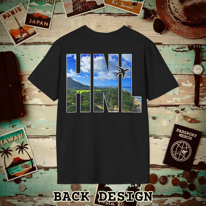 Airport Window Honolulu Oahu Hawaii HNL Back Print T-Shirt Black / S