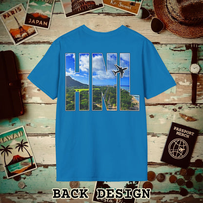 Airport Window Honolulu Oahu Hawaii HNL Back Print T-Shirt Sapphire / S