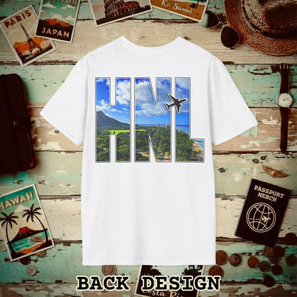 Airport Window Honolulu Oahu Hawaii HNL Back Print T-Shirt White / S