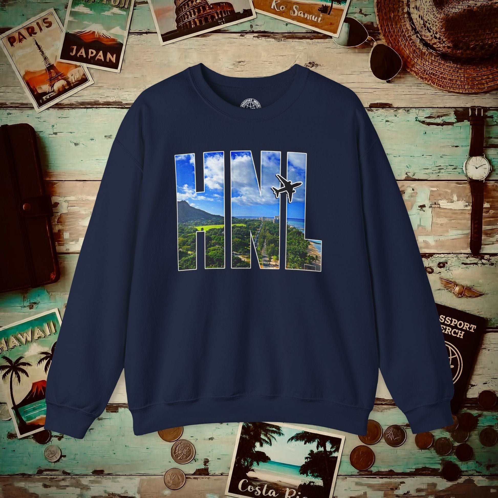 Airport Window Honolulu Oahu Hawaii HNL Crewneck Navy / S