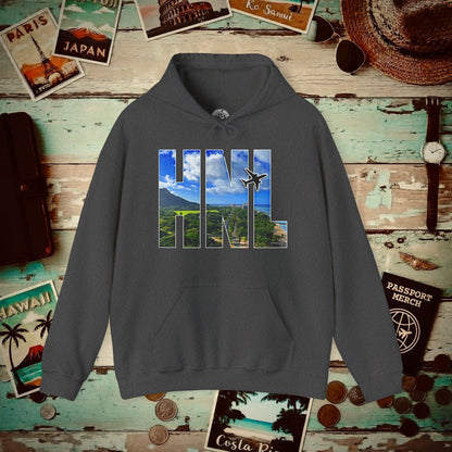 Airport Window Honolulu Oahu Hawaii HNL Hoodie Dark Heather / S