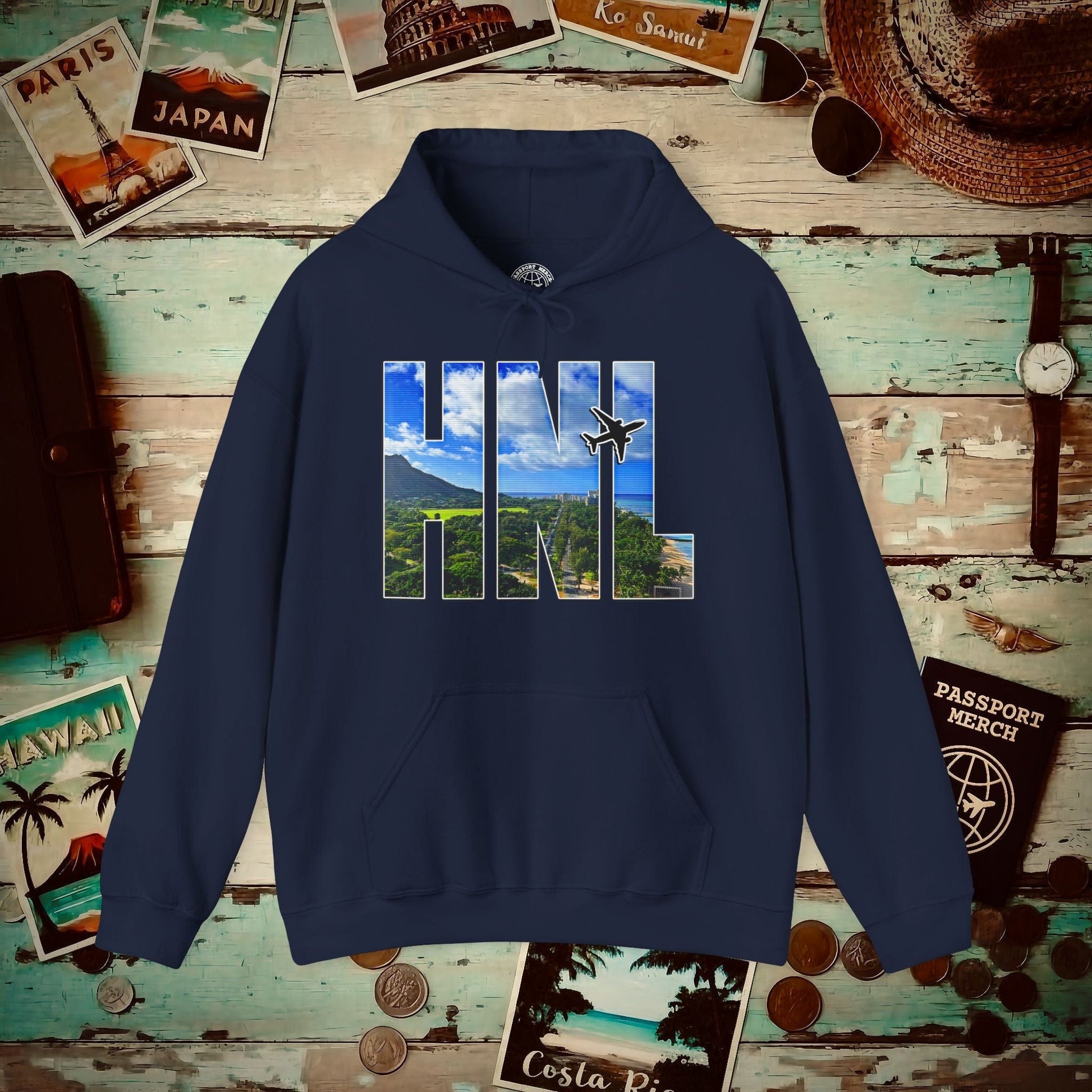 Airport Window Honolulu Oahu Hawaii HNL Hoodie Navy / S