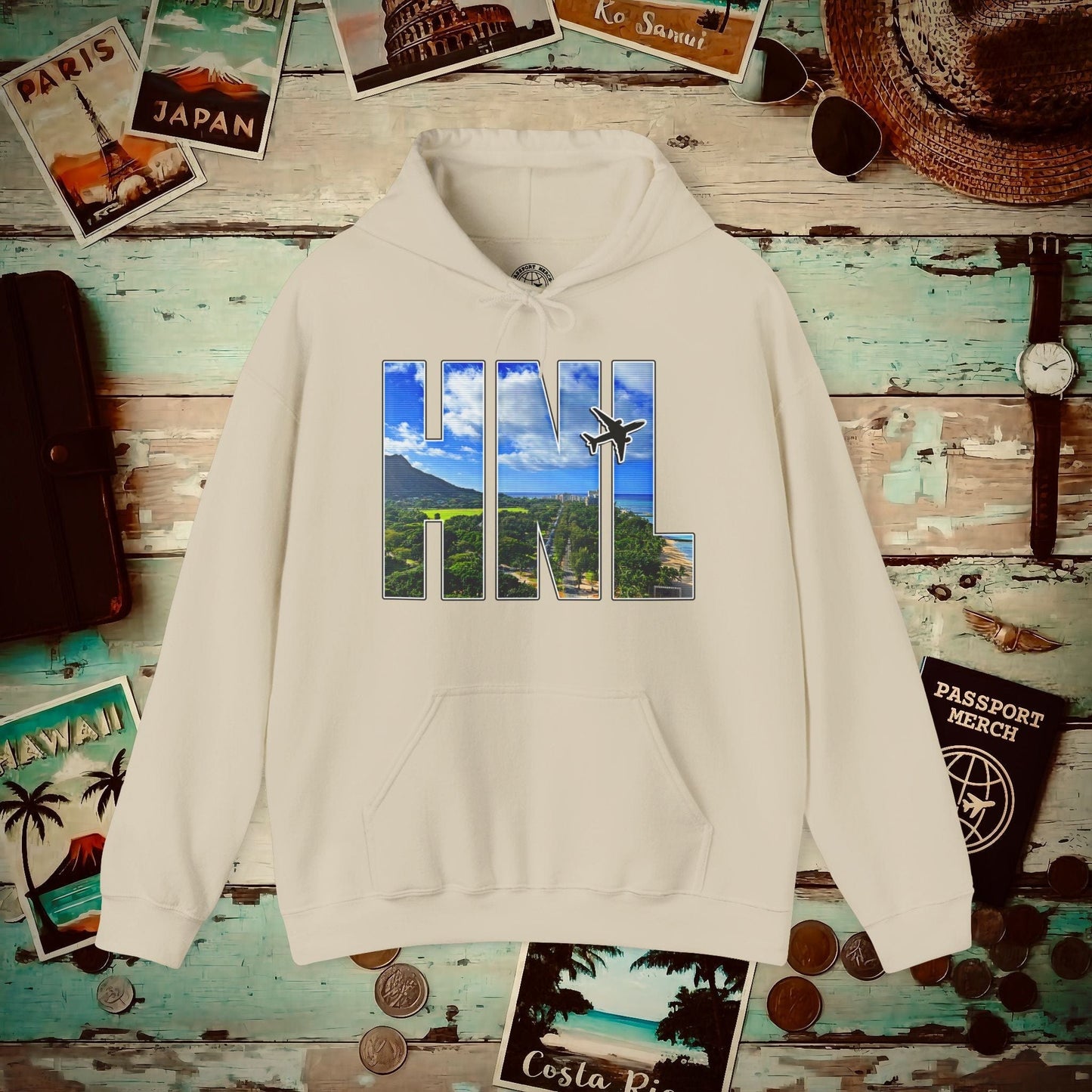 Airport Window Honolulu Oahu Hawaii HNL Hoodie Sand / S