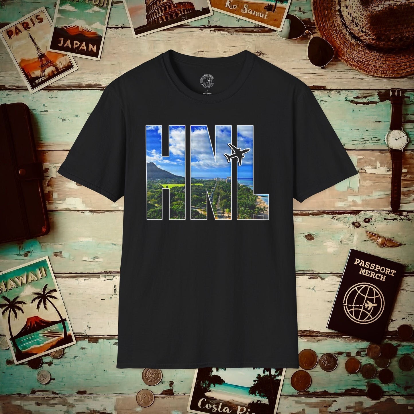Airport Window Honolulu Oahu Hawaii HNL T-Shirt Black / S