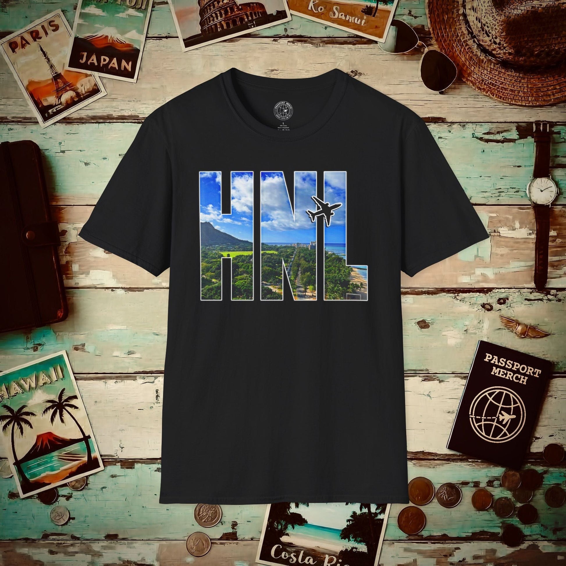 Airport Window Honolulu Oahu Hawaii HNL T-Shirt Black / S