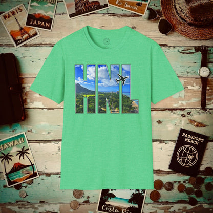Airport Window Honolulu Oahu Hawaii HNL T-Shirt Heather Irish Green / S