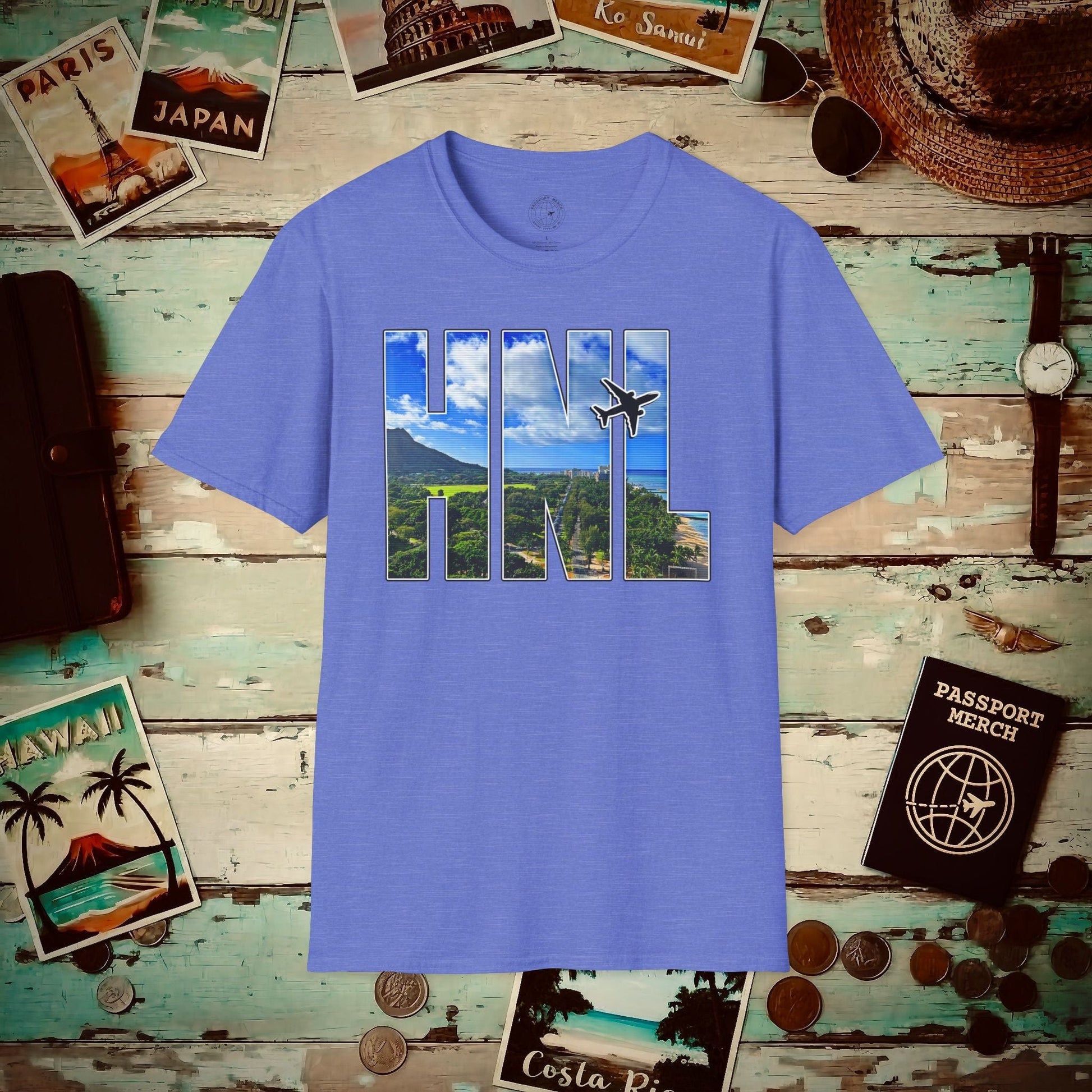 Airport Window Honolulu Oahu Hawaii HNL T-Shirt Heather Royal / S