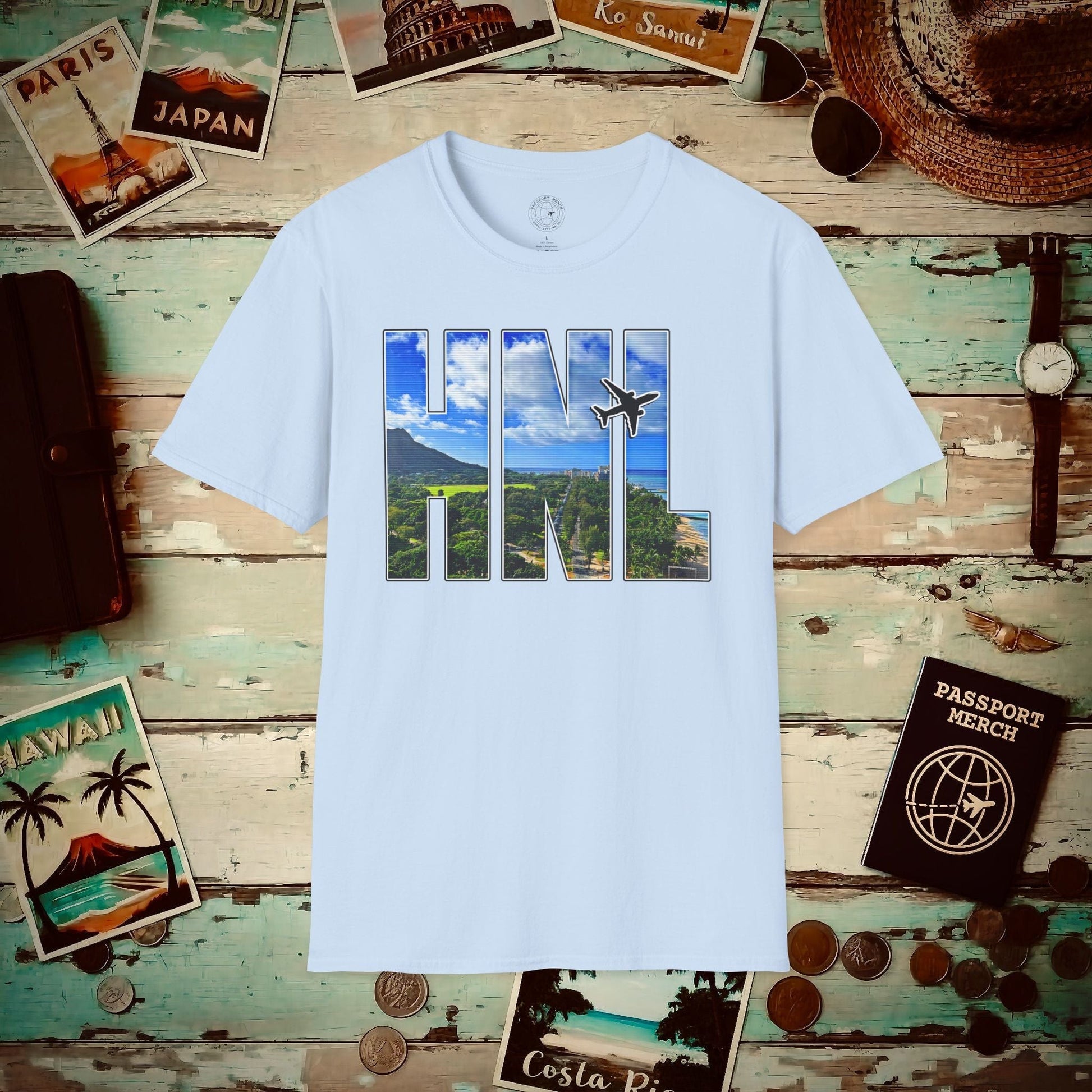 Airport Window Honolulu Oahu Hawaii HNL T-Shirt Light Blue / S