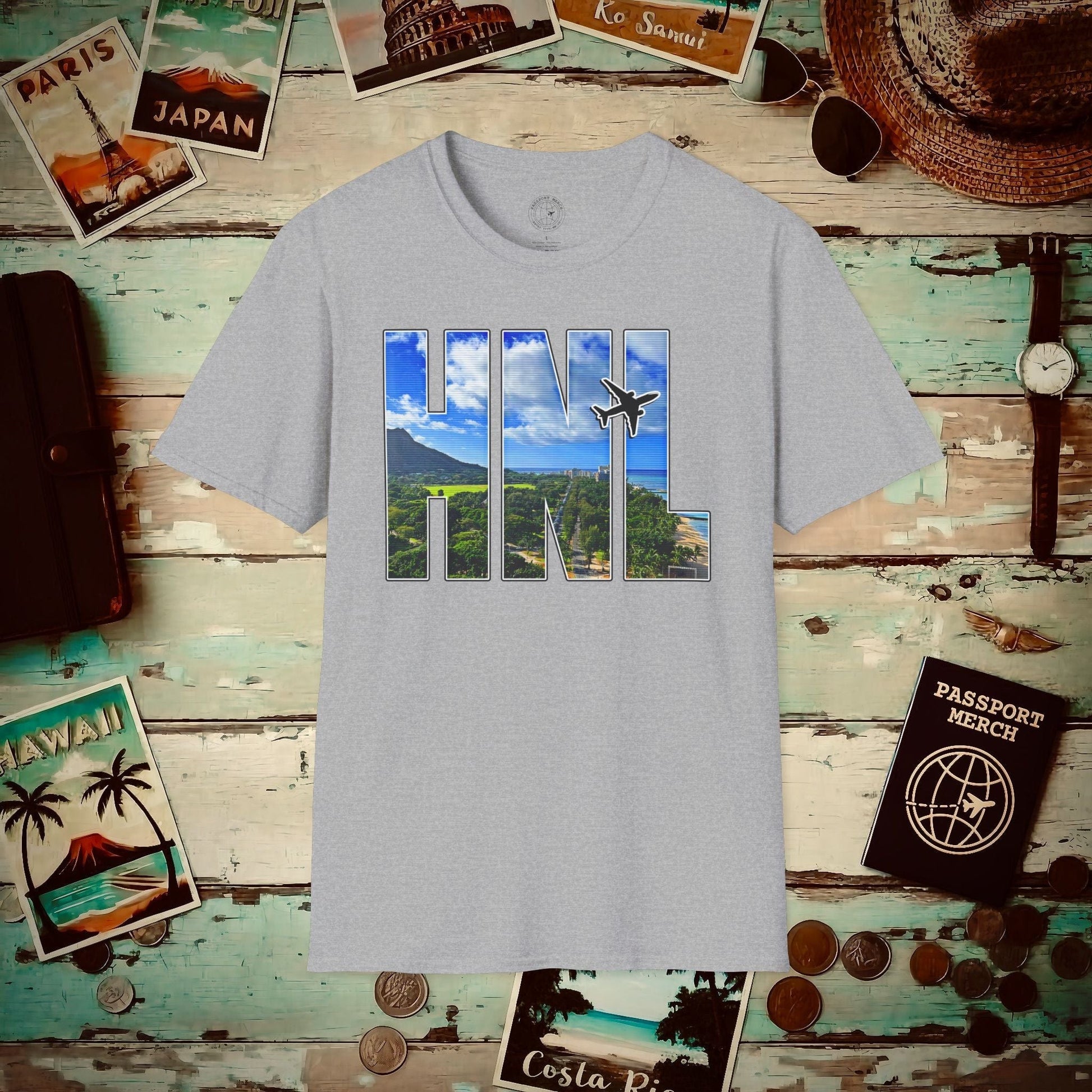 Airport Window Honolulu Oahu Hawaii HNL T-Shirt Sport Grey / S