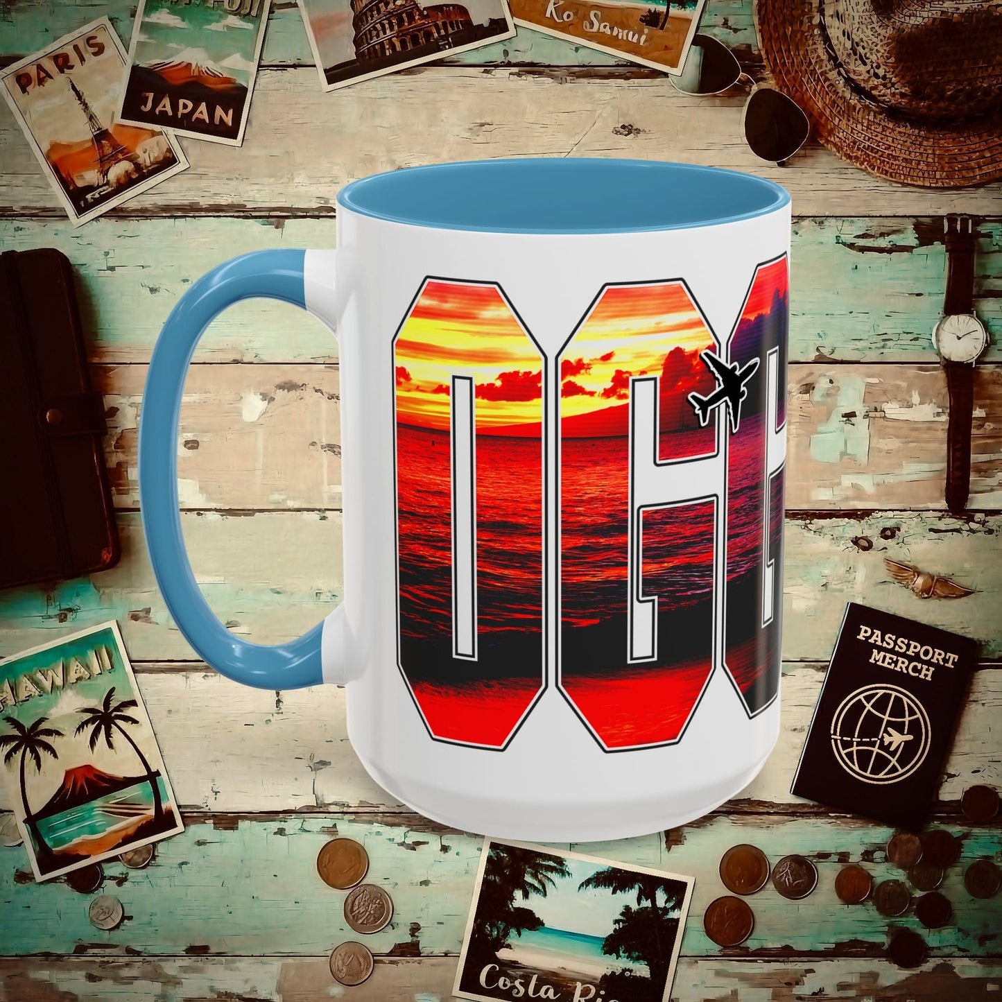 Airport Window Kahului Maui Hawaii OGG 15oz Mug Light Blue / 15oz