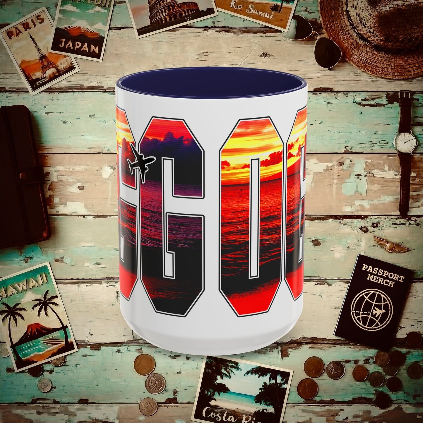 Airport Window Kahului Maui Hawaii OGG 15oz Mug Navy / 15oz