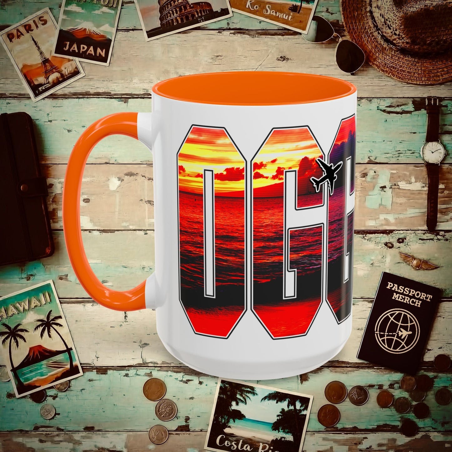 Airport Window Kahului Maui Hawaii OGG 15oz Mug Orange / 15oz