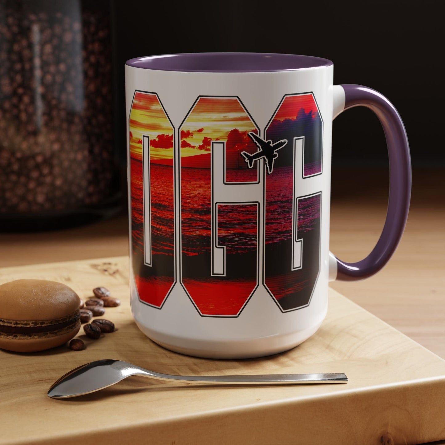 Airport Window Kahului Maui Hawaii OGG 15oz Mug Purple / 15oz