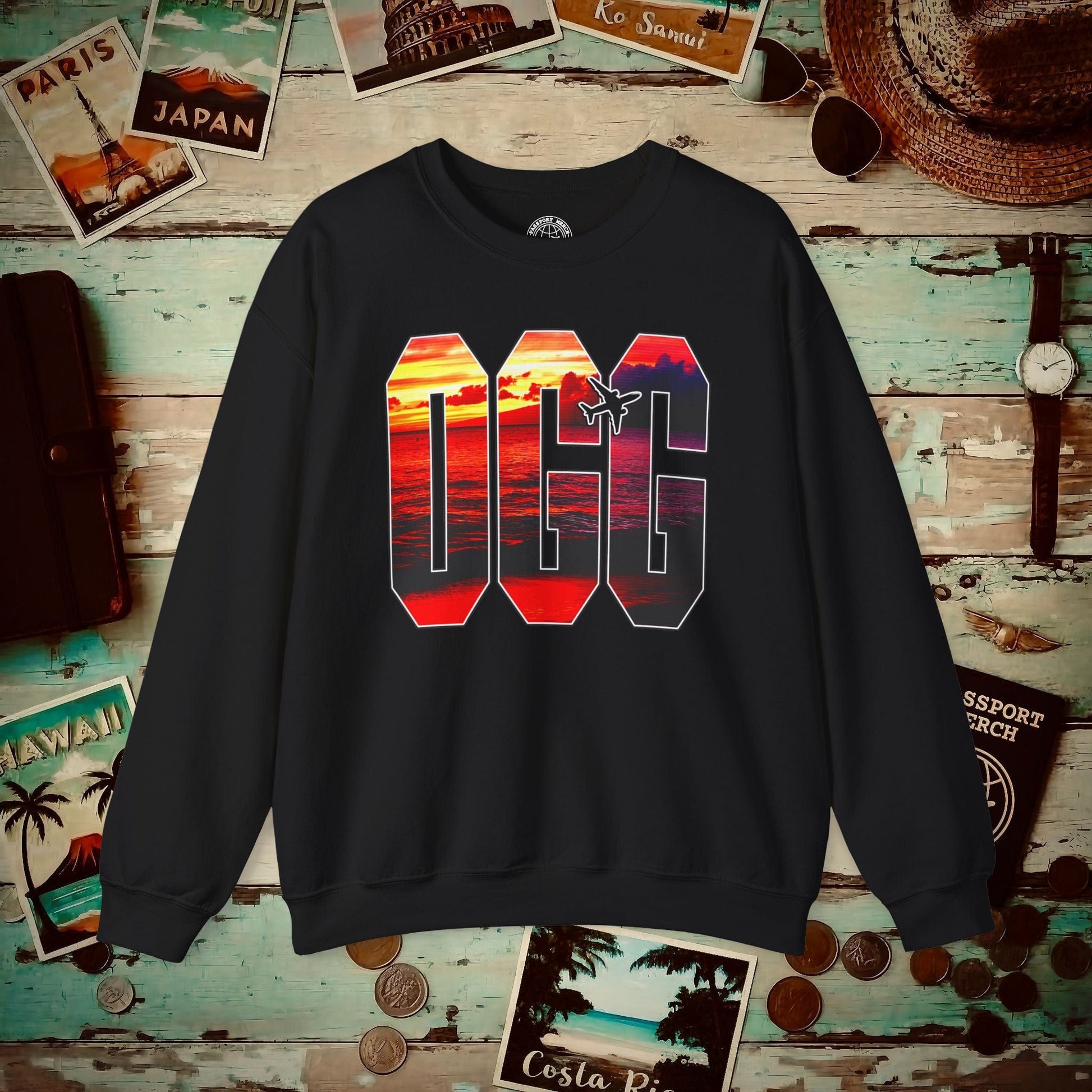 Airport Window Kahului Maui Hawaii OGG Crewneck Black / S