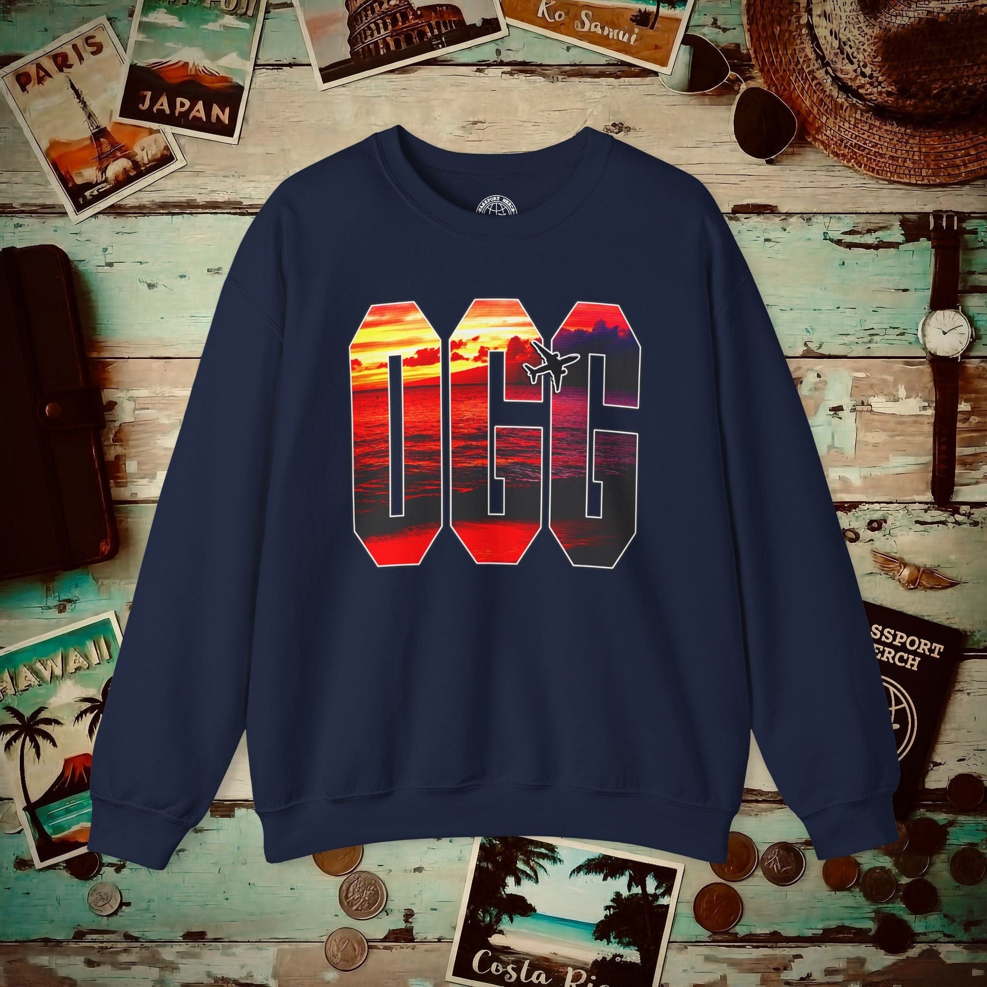 Airport Window Kahului Maui Hawaii OGG Crewneck Navy / S