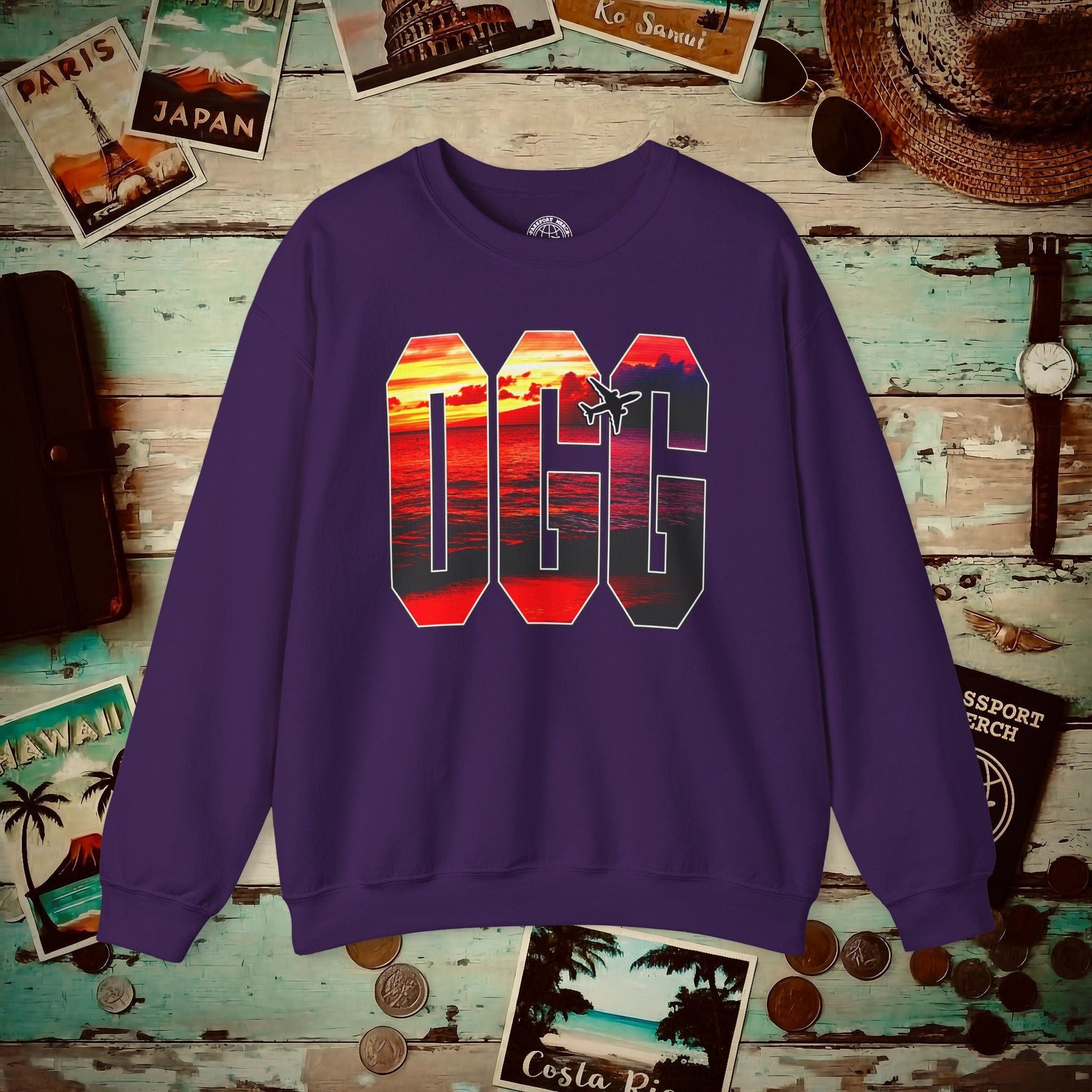 Airport Window Kahului Maui Hawaii OGG Crewneck Purple / S